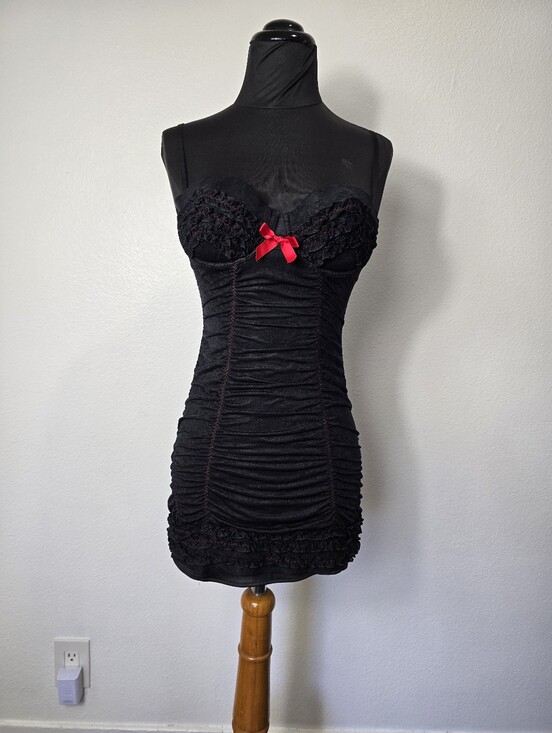 Victoria's Secret Other - Victoria's Secret Black Chemise with Red Bow Detail
